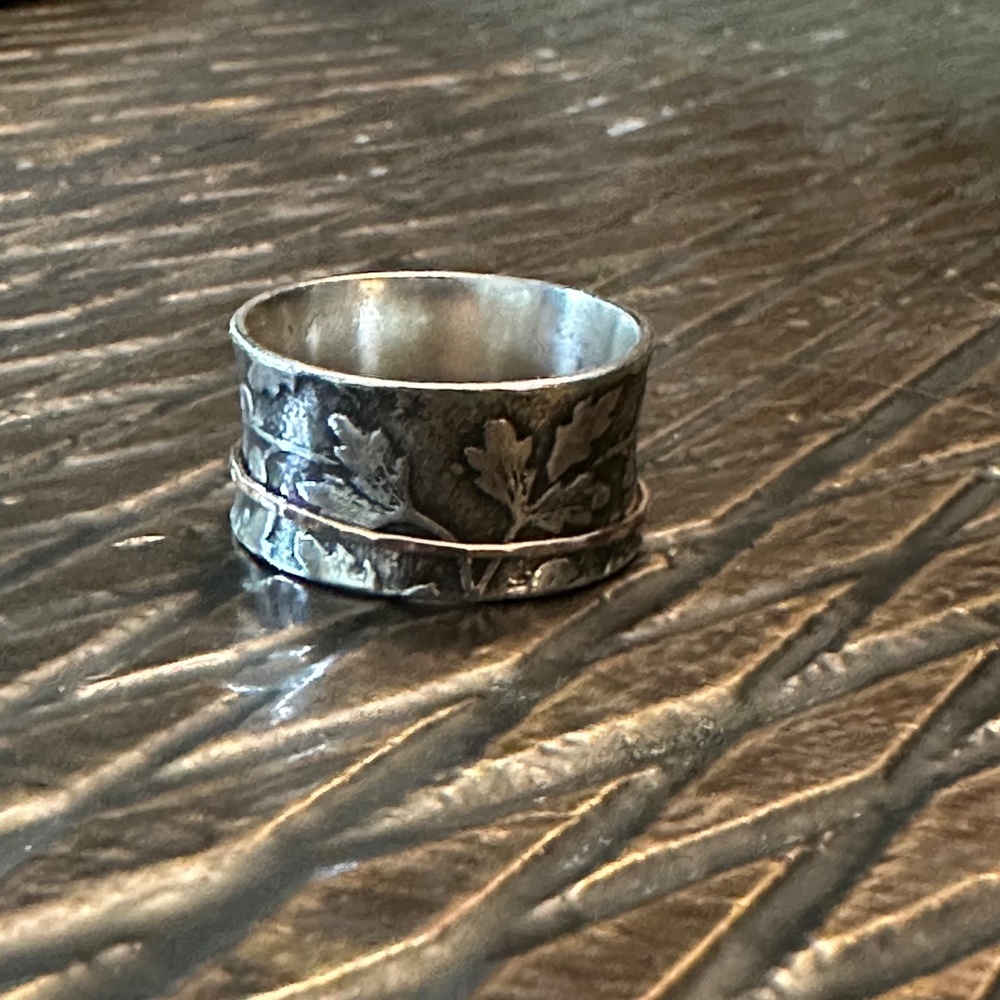 Sterling vine ring with copper strand spinner 8